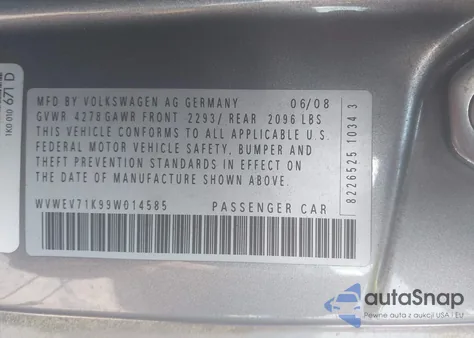 2009 Volkswagen Gti 2-Door z USA, uszkodzony, nr VIN WVWEV71K99W014585